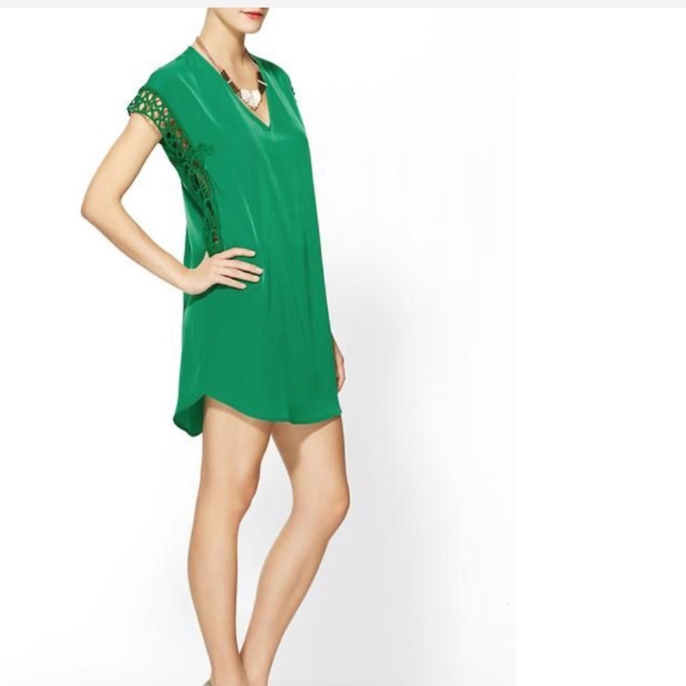 Collective Concepts Green Dress Tunic Lace Top